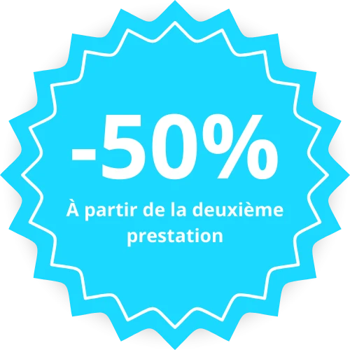 -50% à partir de la deuxième prestation de textile